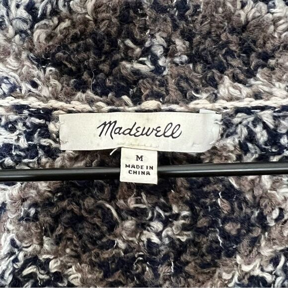 Madewell Popover Sweater Fuzzy Teddy Bear Style Fleece 1/4 Zip Diamond Print M - Picture 5 of 15